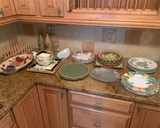 A variety of kitchen plates