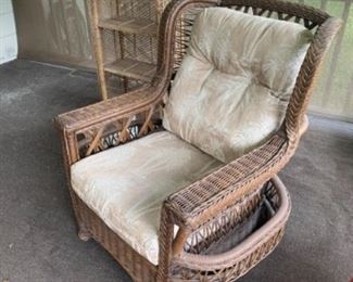Wicker chair with magazine racks