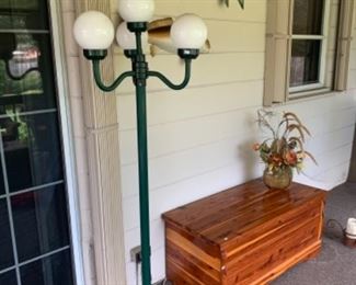 Light post lamp and Cedar chest