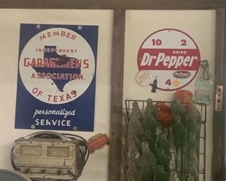 Vintage Garagemens porcelain, Bottle rack, Porcelain Dr Pepper 