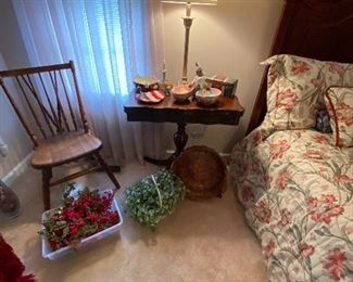 Turn top table  with antique chair