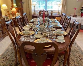 Cherry dining table with 8 chairs by Bernhardt