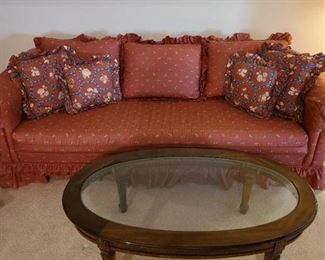 Hickory Hill Sofa 87x25x34 with throw pillows