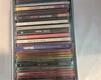 CDs in wire storage basket
