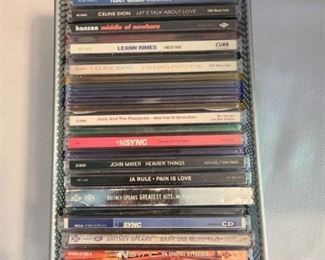 CDs in wire storage basket