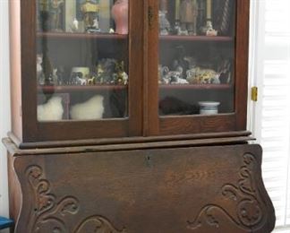Nice drop front bookcase / desk filled with beautiful things! 