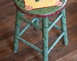 painted wood stool