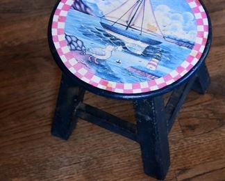 small painted wood stool