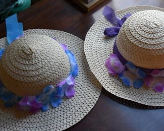 garden hats with flowers and ribbon