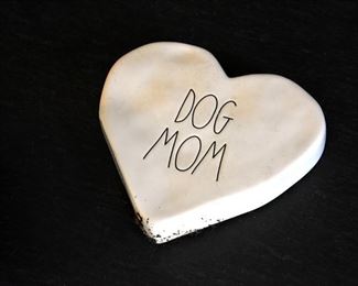 small clay heart with "Dog Mom"