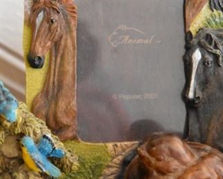 Animal figurines and frame, #horses #birds