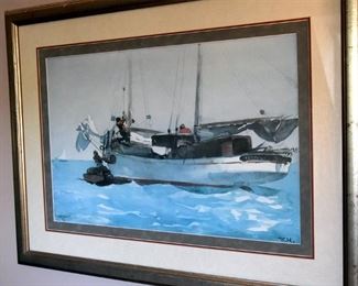 framed art, sailboat