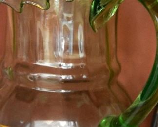 green glass pitcher