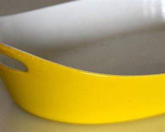 ceramic-coated cast iron baking dish, yellow