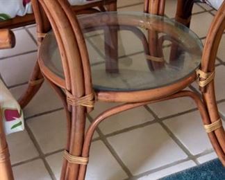 bamboo dining set, glass top table, 4/four chairs (detail)