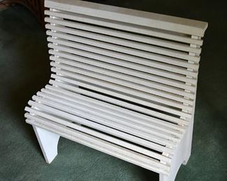 child's bench, wood painted white