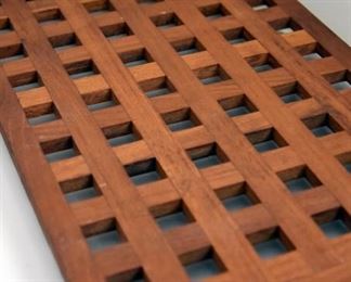 teak wooden tray wiht upward curved ends