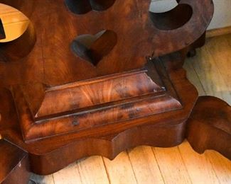 turtle top, Empire, heart-themed, mahogany table (detail)
