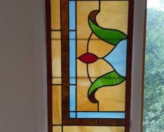 002 4 Vintage Stained Glass Windows