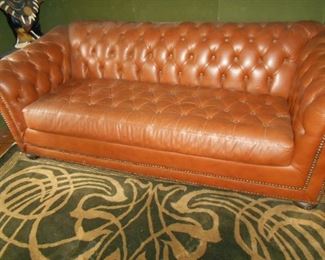 Chesterfield style leather sleeper sofa