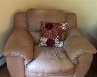 This remarkably comfortable chair is 46"W x 35"D x 36"H. It is flanked by a matching sofa and loveseat. All three pieces may be purchased as a set, or individually. 