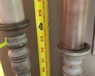 Distressed wood candle holders - set of two