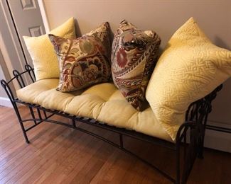 Steel framed couch is 23"H x 18"D x 58"W  All the pillows are included