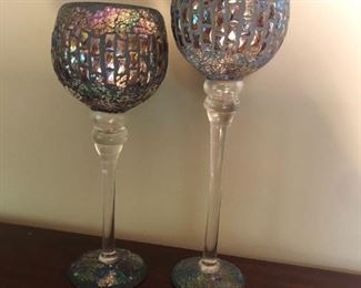 Decorative glass candle holders - set of 2