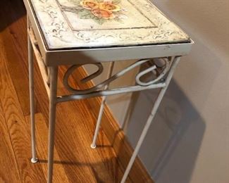 Art deco table is 8 x 8" and stands 20"H