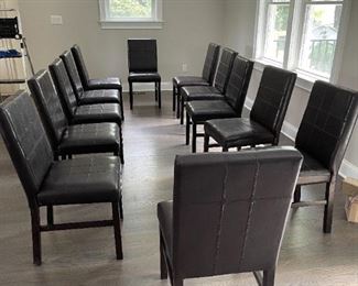 Solid Wood - Espresso colored dining room table includes two 18" extensions and 12 wood chairs - A MUST HAVE 