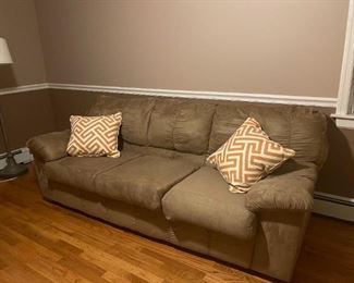 Brown Fabric Sofa is 84" long