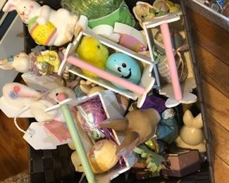 Assortment of Wood and Porcelain Easter decorations