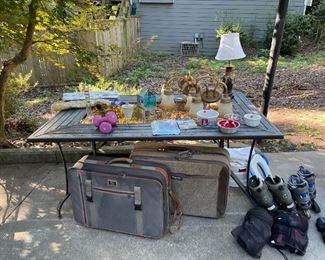 Miscellaneous items - luggage, weights, lamp, light fixtures