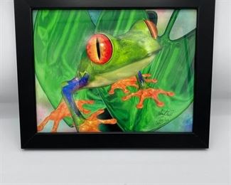 Signed Framed Frog Art