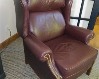 Reclining leather wingback chair