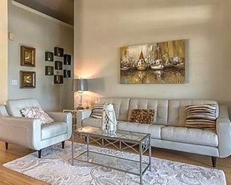 Cream color leather furniture Chateau d’ Ax