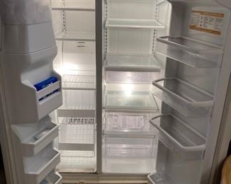 25.4 Cubic Ft. Side by Side Whirlpool Refigerator/Freezer w/Ice Maker and In-Door Water & Ice.