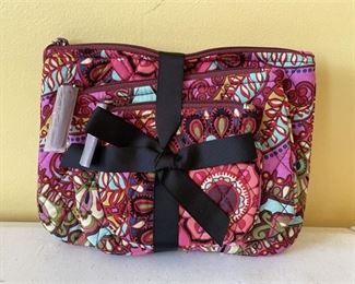 Lot of Three New with Tags Vera Bradley Quilted Makup Bag Set