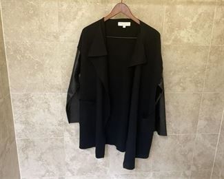 Whitespace Black Sweater with Faux Leather Sleeves Size 0X