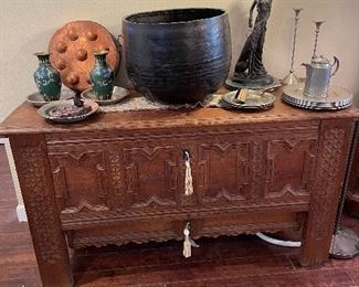 18TH C. GERMAN DROPFRONT SIDEBOARD WITH DRAWER BELOW. 