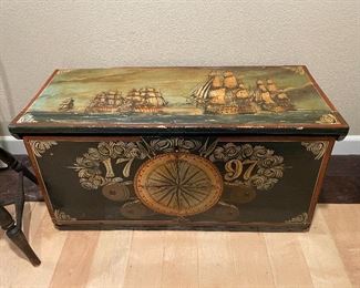 SEAMEN'S CHEST , HAND PAINTED, 1797 ON THE FRONT. GREAT CONDITION.