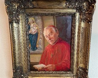 ANTIQUE OIL PAINTING ON WOOD PANEL BY OTTO KIRCHNER.  31 1/2" H  X 24" W