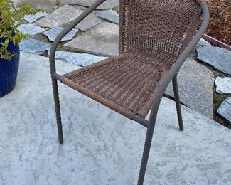 PAIR WOVEN PATIO CHAIRS.