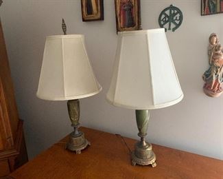 Vintage Maeble/Brass Lamps with Silk Shade