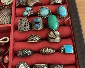 Nice slection of silver and semi-precious stone rings