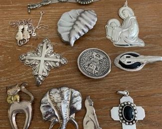 Sterling Silver pins, pendants and necklaces