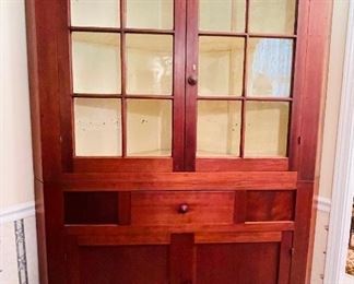 4-$1,200  Primitive Antique Kentucky corner cabinet  • 80high 50wide 4deep 33 front bisect to corner 