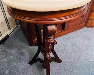 7- $275 Antique Victorian stand with round marble top  • 32 high 16across 