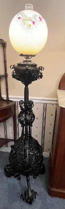 8- $495 all Victorian iron floor lamp with ball shaped head  • 62high 18across very heavy