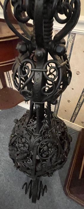 8- Tall Victorian iron floor lamp with ball shaped head  • 62high 18across very heavy